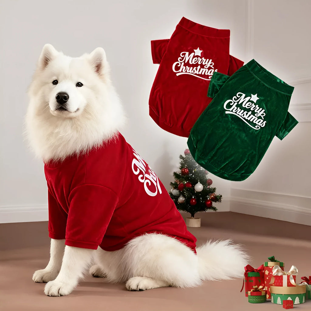 Christmas pet clothes red green polyester coat for dogs and cats sizes S to 6XL