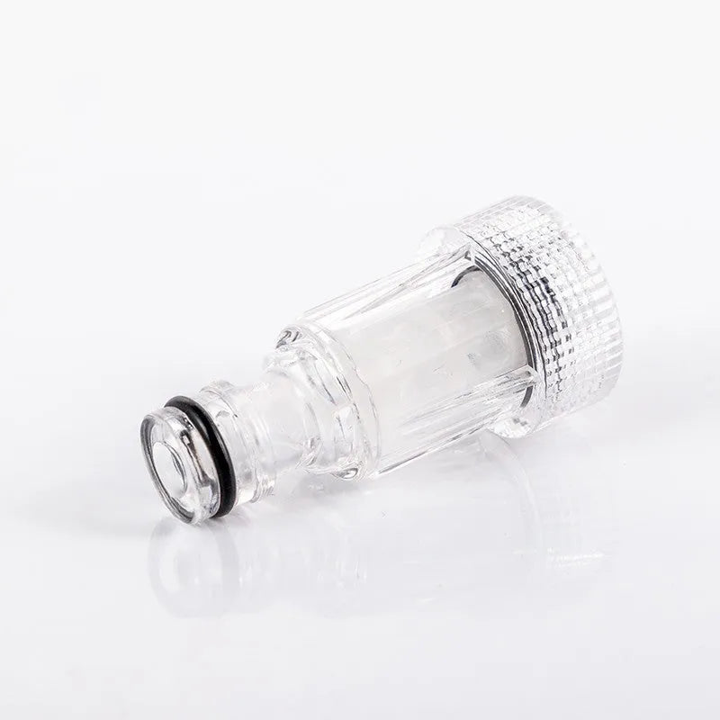 Transparent plastic water inlet joint for Kärcher pressure washers with 3cm diameter