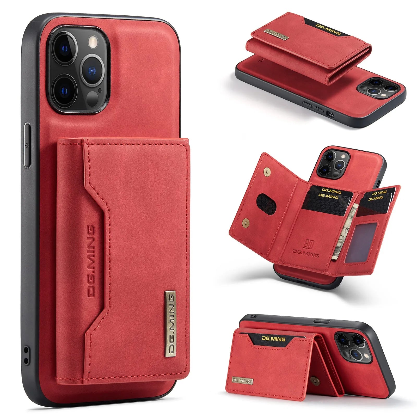 PU leather card holder phone case for Apple iPhone with magnetic closure and retro style