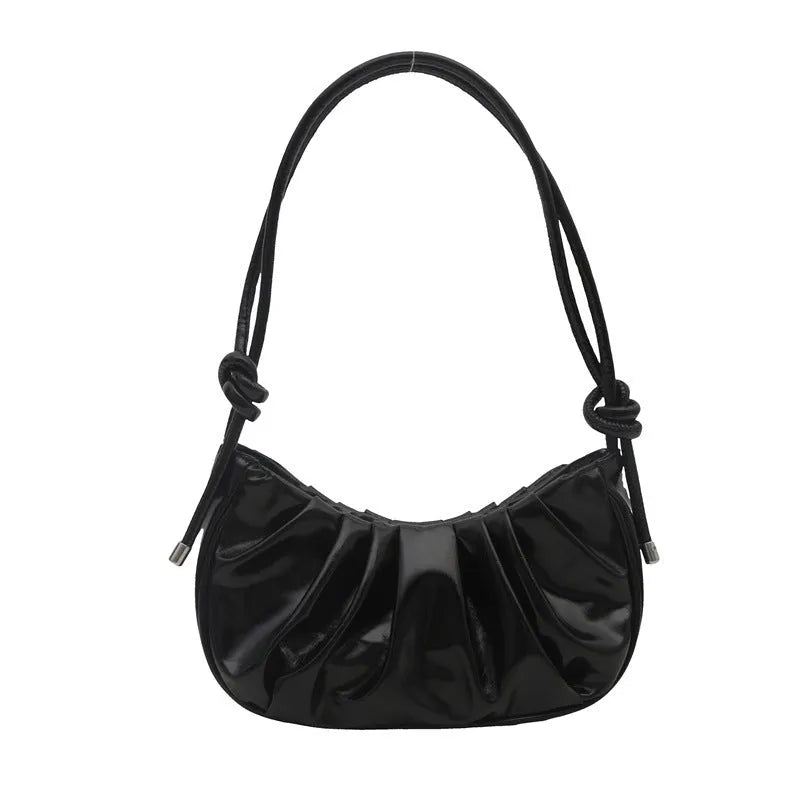 Korean style soft horizontal square messenger bag in black with sandwich pocket compartments