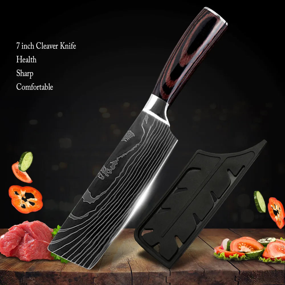 Seven-inch stainless steel multi-purpose kitchen knife with modern simple style and colour finish