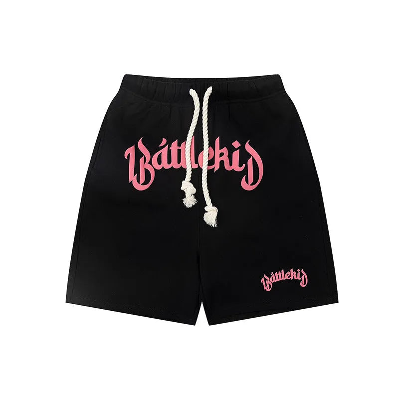 Men's cotton blend hip hop cropped sweatpants in loose street style showing black colour option