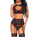 Two-tone lace lingerie in polyester showing lace detail available in five colour options