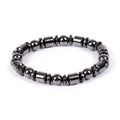 Black stretch bracelet with pentagram stone design, made from magnetite and hematite.