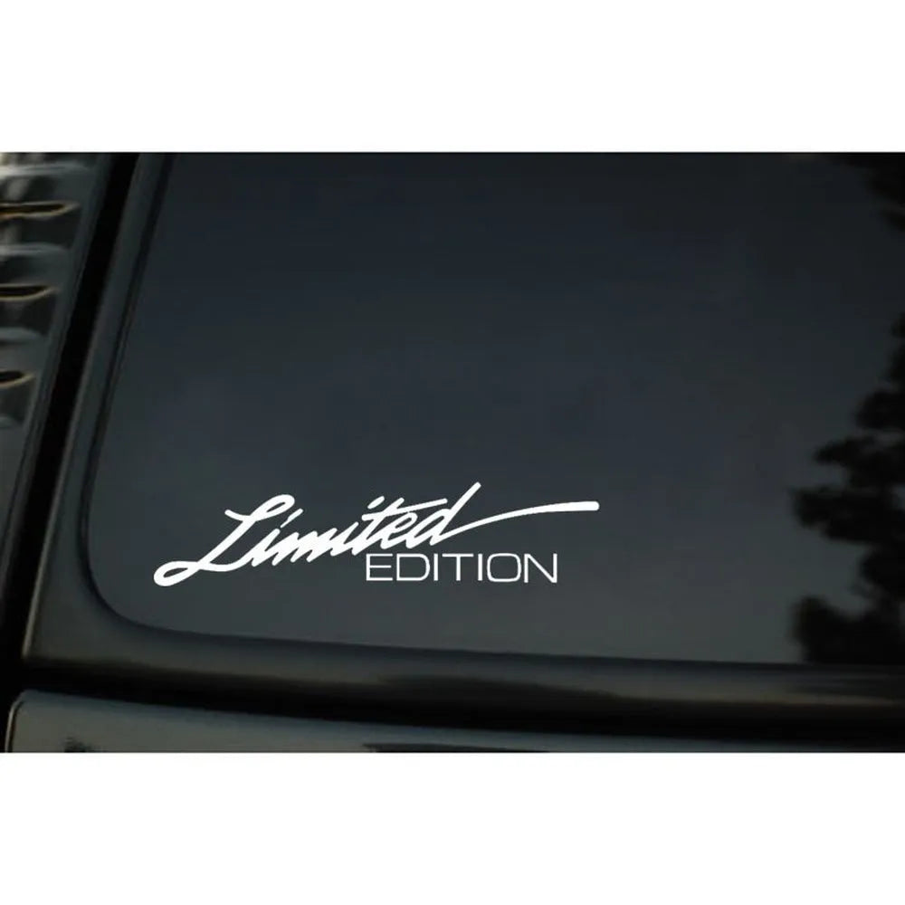 Reflective plastic bumper sticker for cars, showing black, white, and colourful design options.