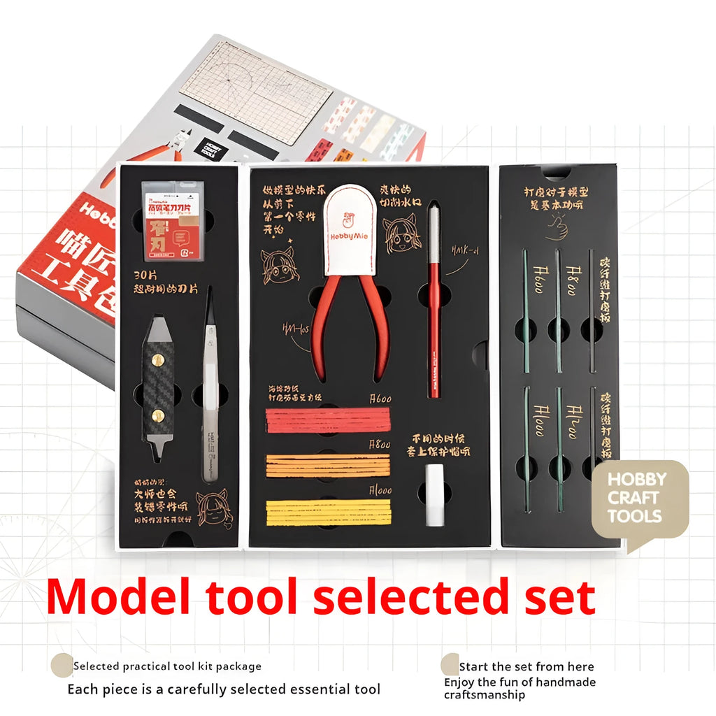 Meow Maker metal model tool set with multiple precision tools for craft and modelling projects