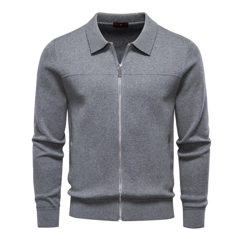 Men's 100% cotton zip cardigan jacket in slim fit black available in sizes S to XXL