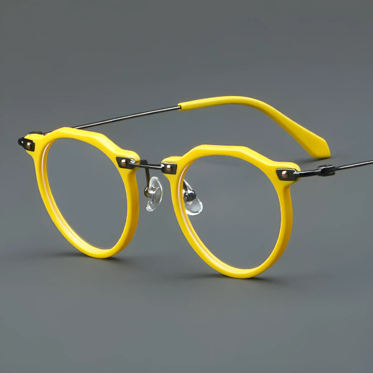 Round metal optical glasses 5812 retro rim in bright black with AC lenses