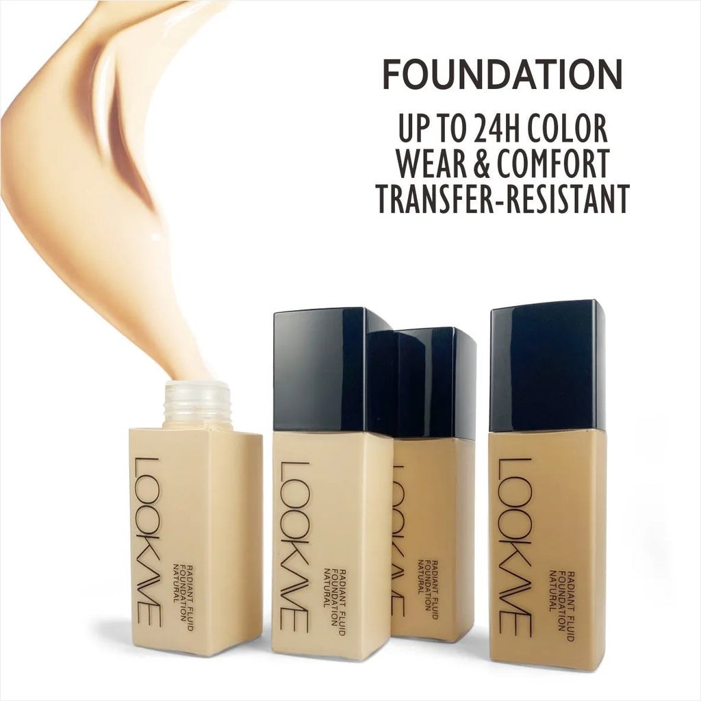 LOOKAVE Matte Liquid Foundation bottle in 21c size showing Ivory White shade