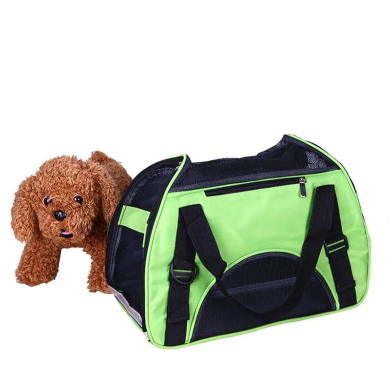 Oxford pet carrier bag in green with size S dimensions 40cm x 20cm x 30cm for small pets