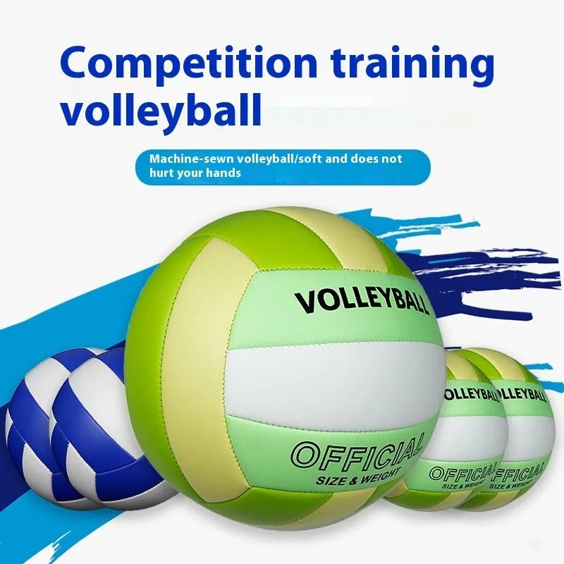 Machine seam No 5 PVC volleyball in black white for indoor training