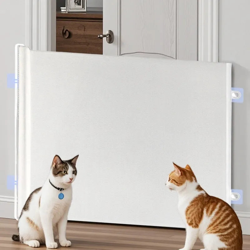 Automatic telescopic pet fence barrier in white large size 130x78cm for doorway