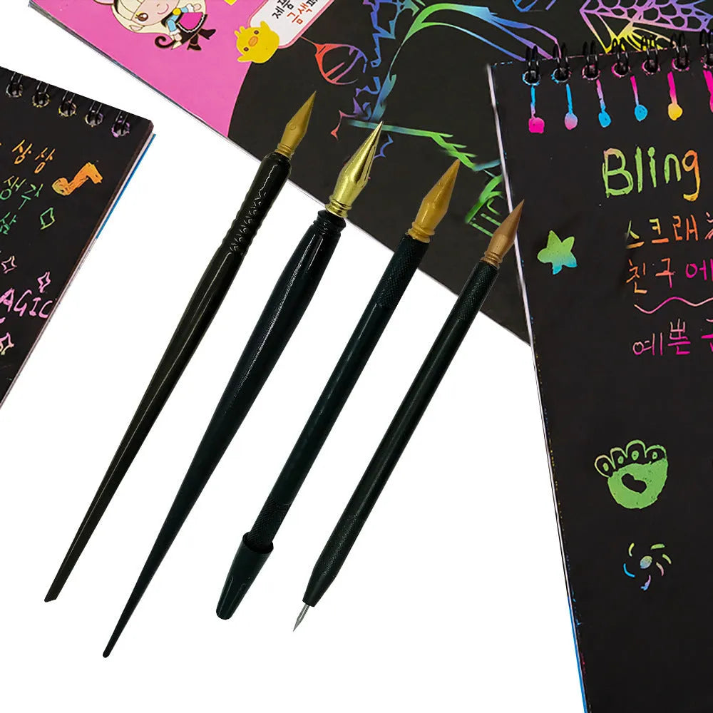 A single PS plastic scratch pen tool for children's scratch art drawing activities.
