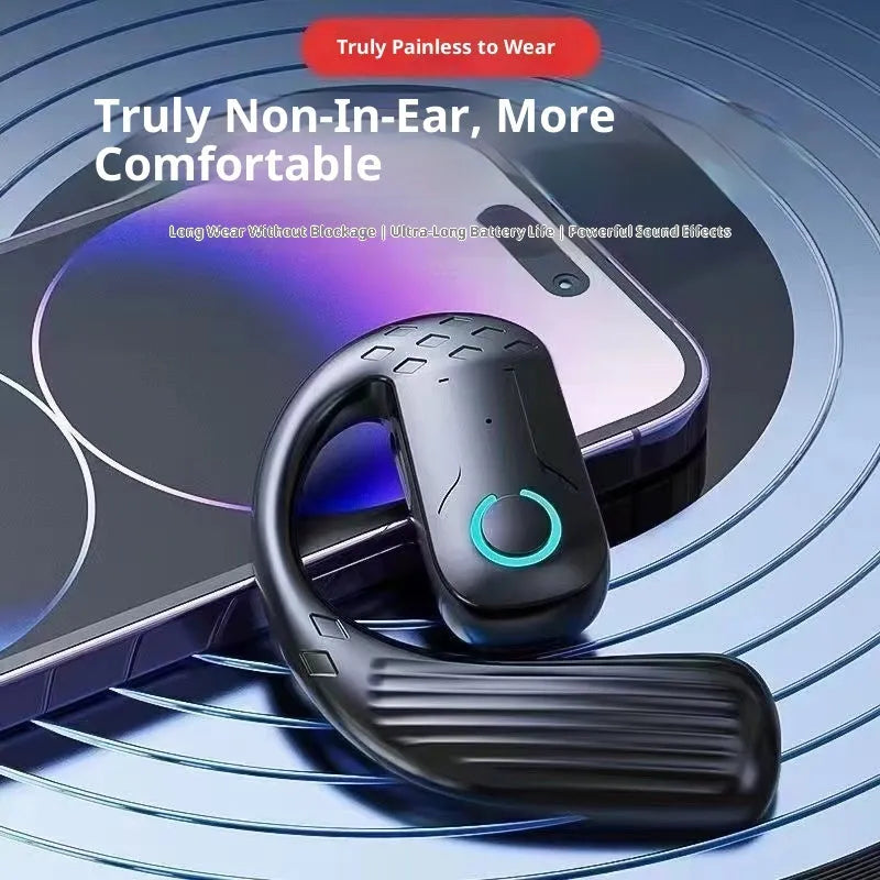 B01 Bluetooth headset ear hook bone conduction sports earphone in black with PC ABS body
