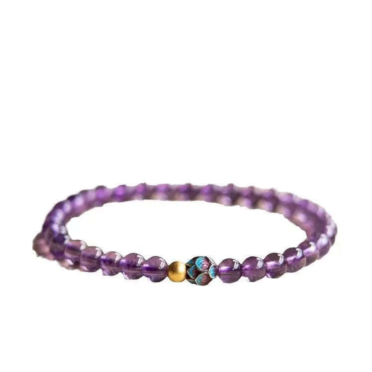 Purple lotus retro bracelet for women made from mixed materials.
