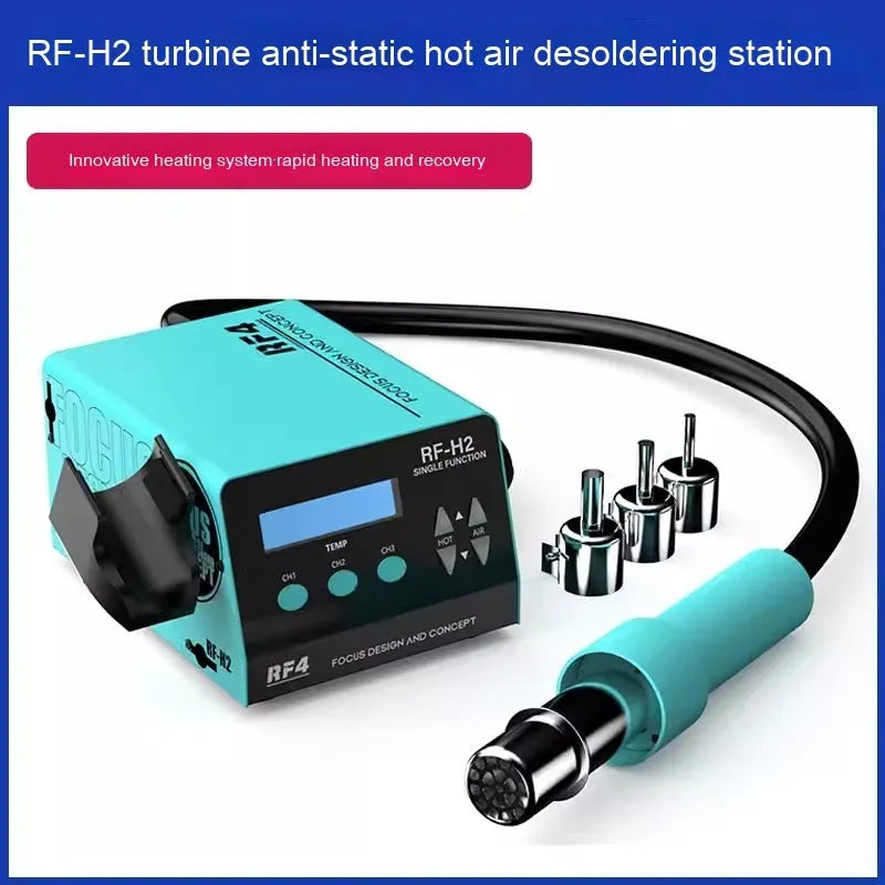 RF4H2 digital display hot air gun with three nozzles for electronics repair