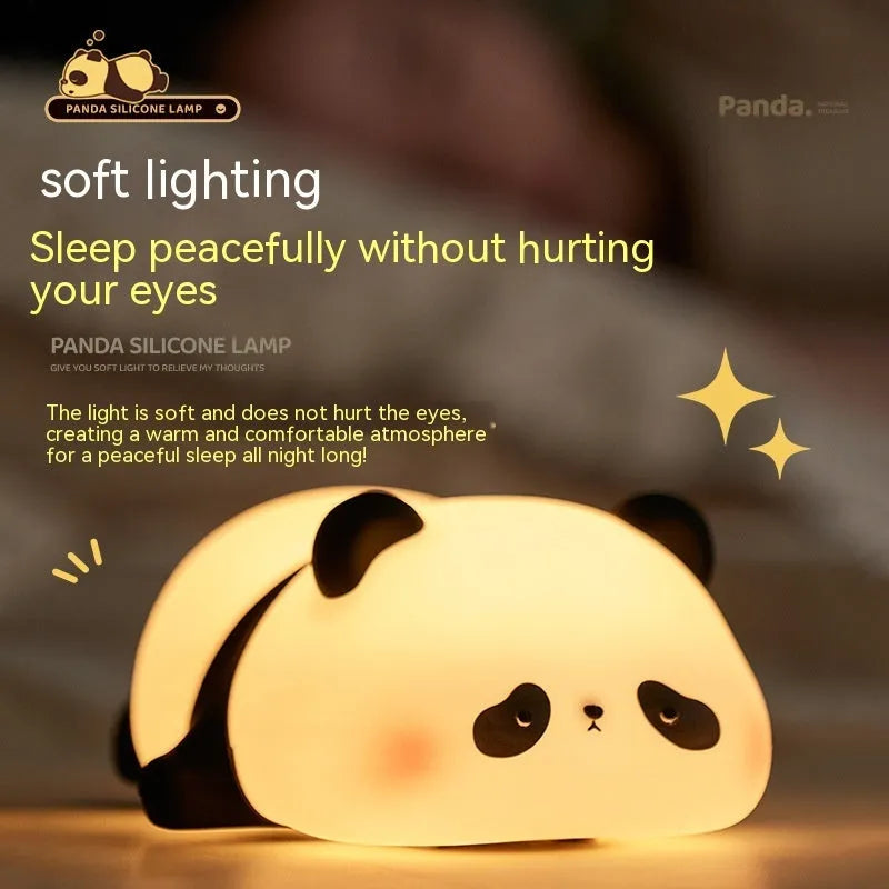 Panda-shaped silicone night light with clap control and USB charging port