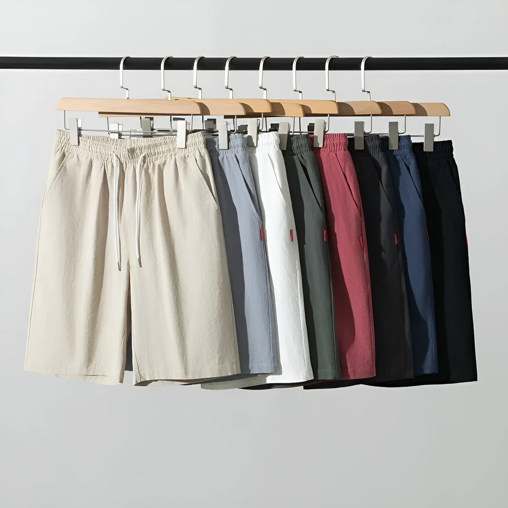 Chinese style cotton linen cropped trousers in solid colours with drawstring waist