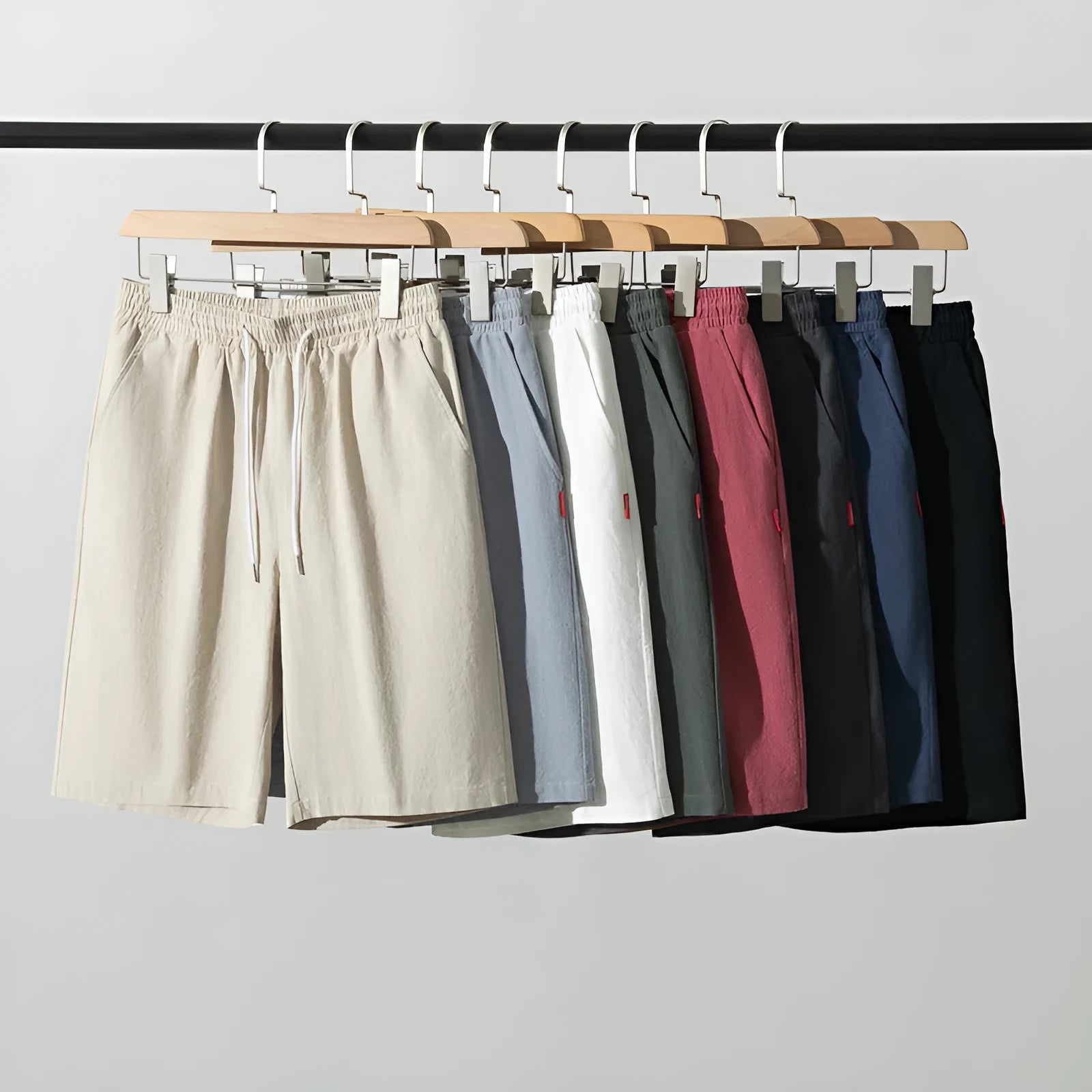 Chinese style cotton linen cropped trousers in solid colours with drawstring waist