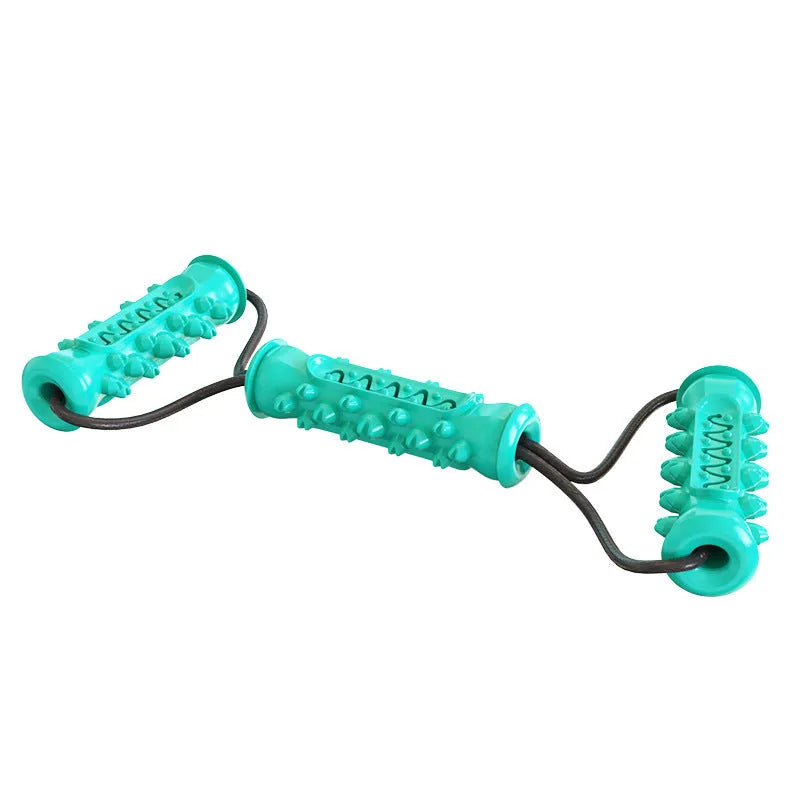 Blue pet chew-resistant teeth cleaning stick with variable-size molar bumps for dog dental care
