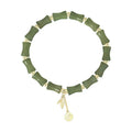 Chinese style bamboo joint bracelet and necklace set with Hetian jade accents