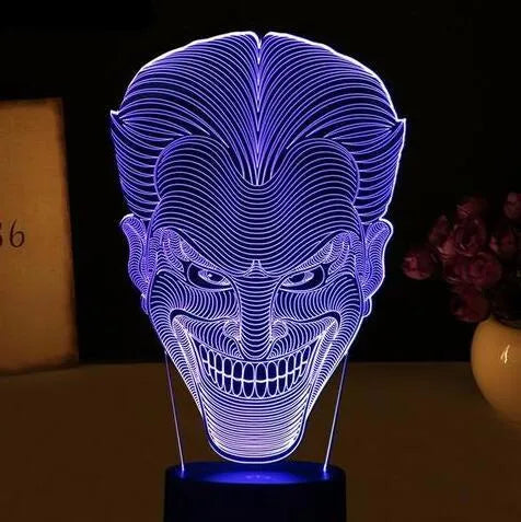 USB-powered acrylic 3D LED table lamp showing multiple colour display with remote control