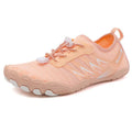 Low-top river tracing shoes with mesh upper in apricot colour with rubber sole