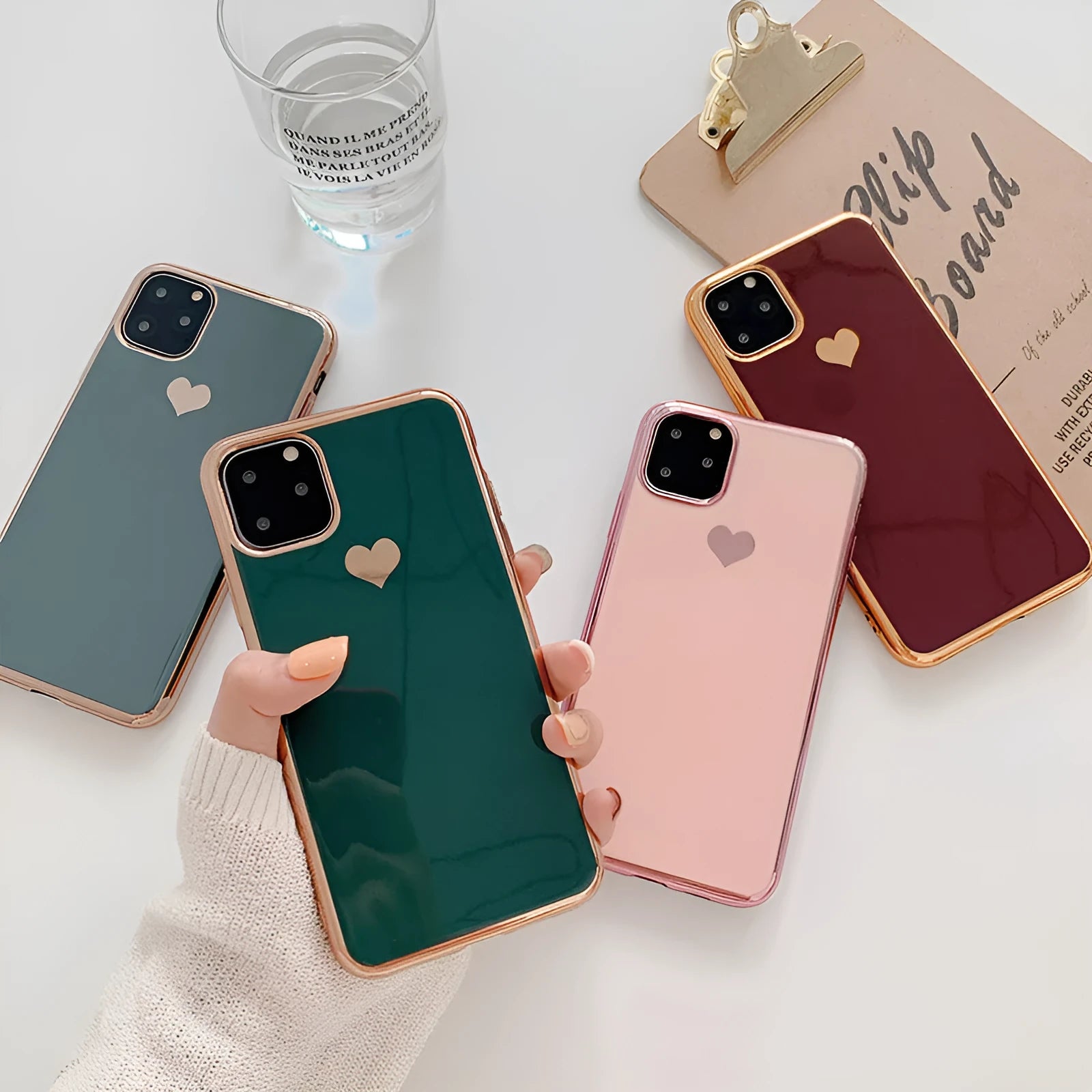Solid colour TPU back cover case for iPhone on a table