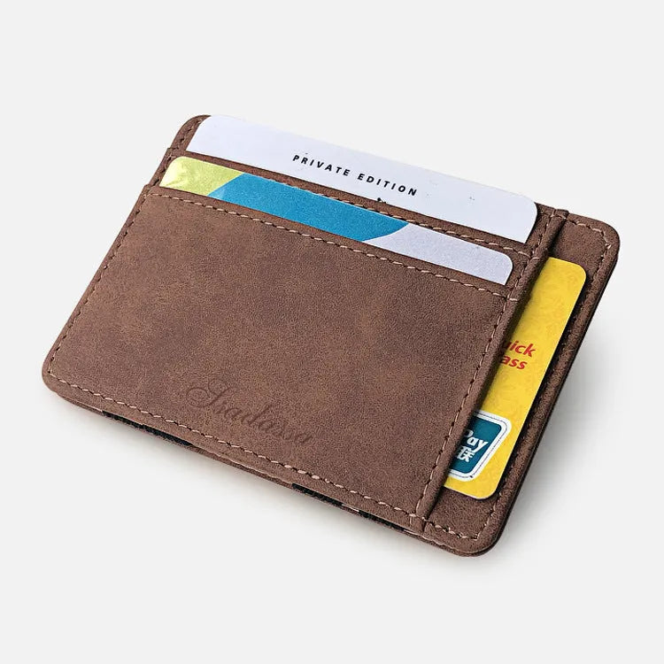 Korean-style matte leather magic wallet coin purse in horizontal square 10x7.5cm design