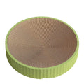 Round green cat scratching board with corrugated cardboard centre and two white replacement refills