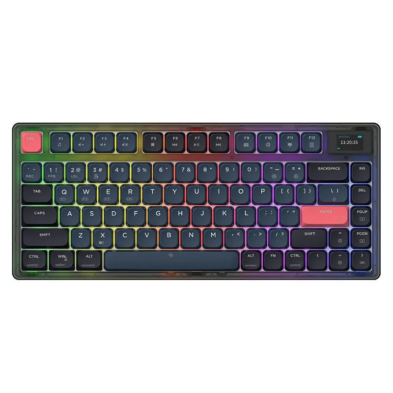 Ajazz AK832PRO mechanical keyboard in green or tea colour with compact 81-key layout and colour screen