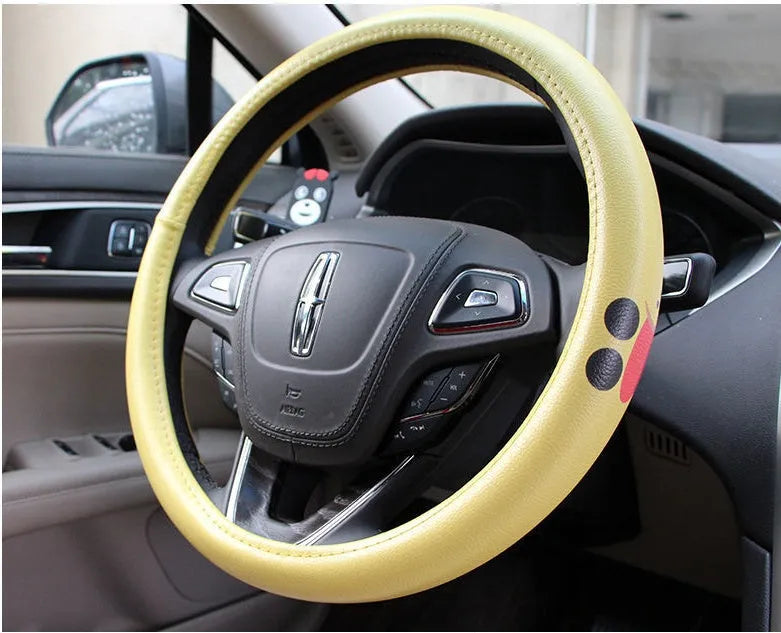 Korean cute cartoon steering wheel cover in microfiber leather for 38cm wheels