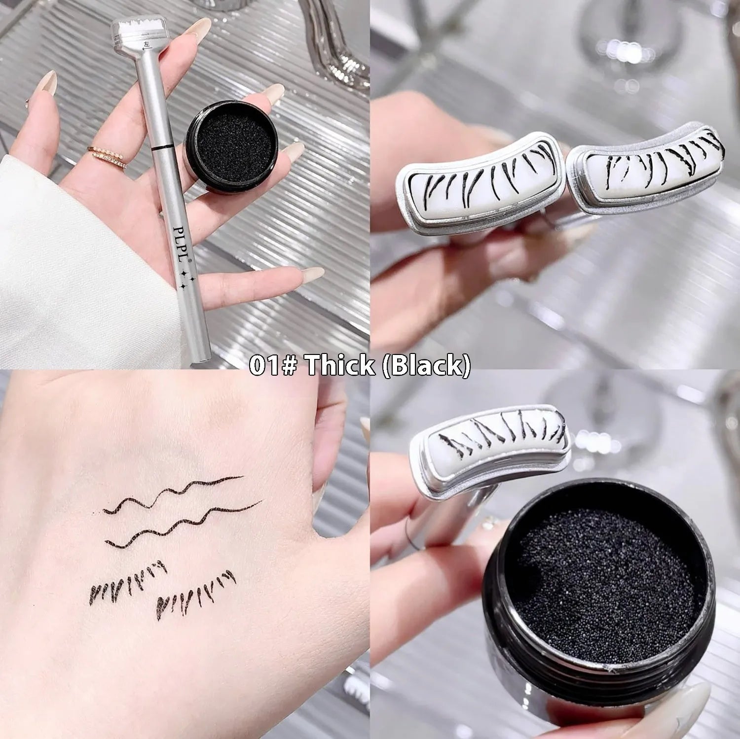 Double-headed waterproof eyeliner in thick black and brown with quick-drying two-in-one design