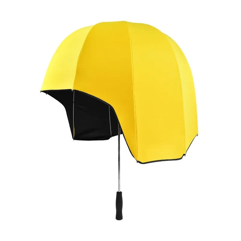 76cm helmet umbrella with long handle and vinyl-laminated canopy in blue colour option