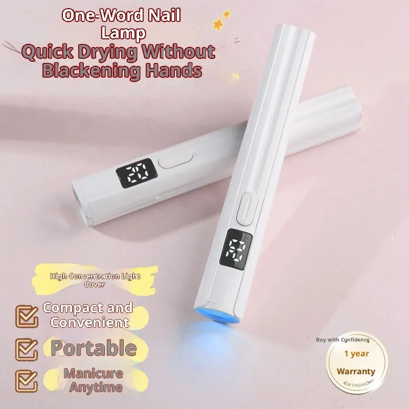 Small portable white handheld hot lamp for nail phototherapy with power storage