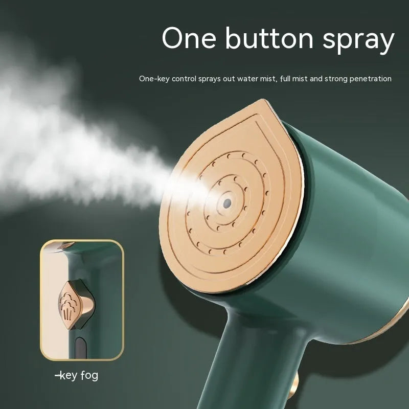 Mini portable handheld garment steamer in beige with titanium soleplate and 50ml water tank