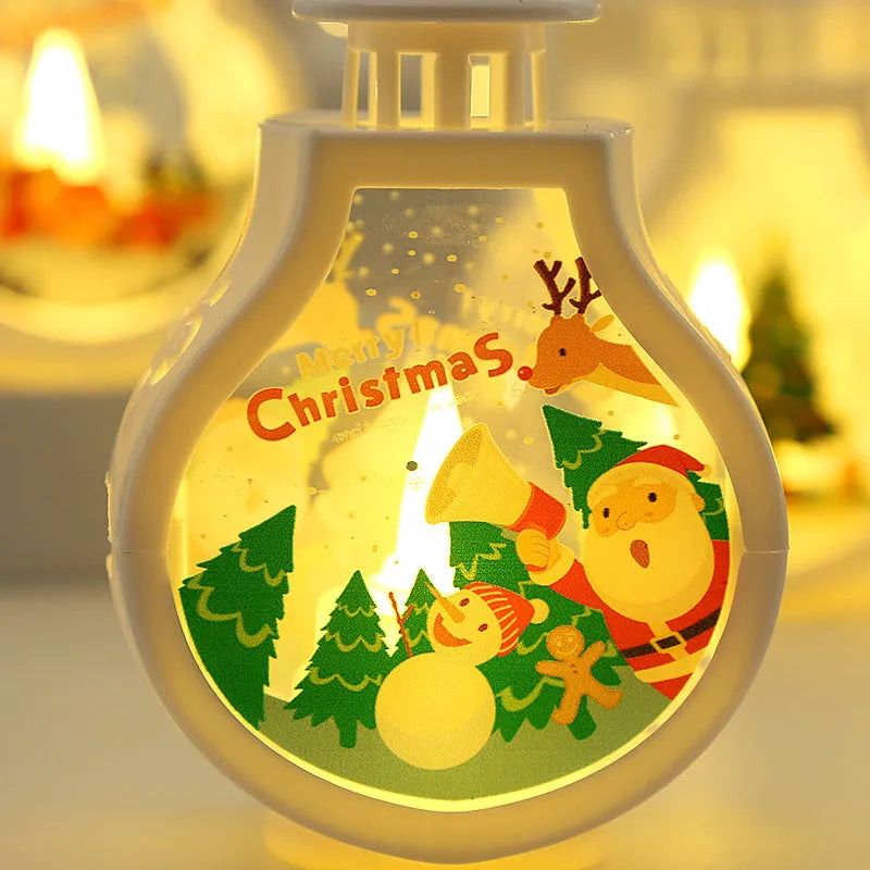 Christmas candle lamp romantic ornament, plastic and glass, 7.7x5x12.6cm, deer design