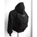 Men's light gray hooded casual coat with a distinctive backpack design on the back.