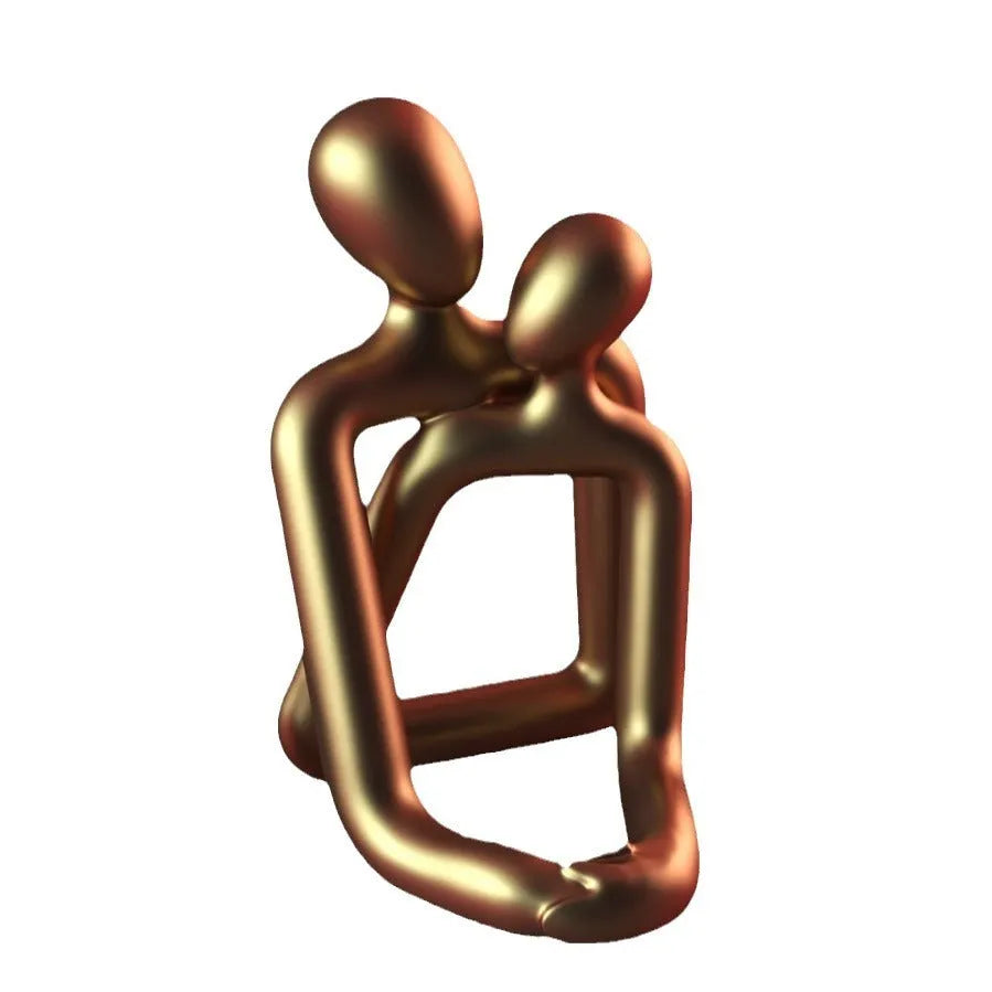 Modern resin statue of romantic couple in milky white or gold colour for home decor