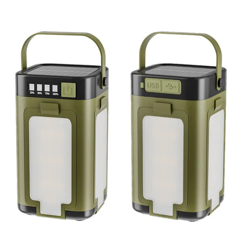 LY24 four-leaf folding solar camping lamp with 2000mAh battery and press switch