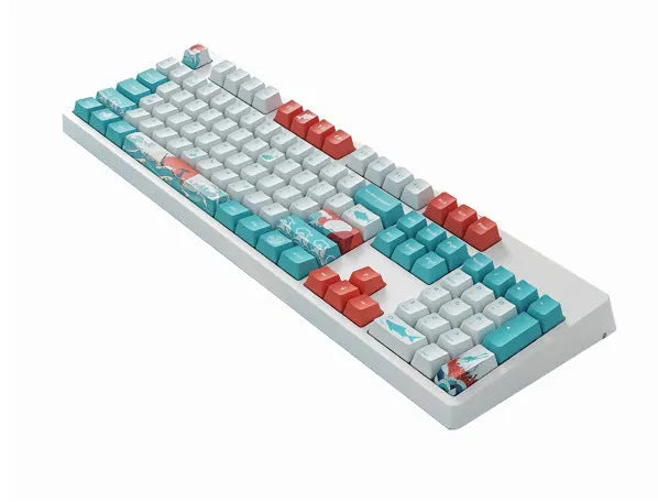 104-key Coral Sea keycap set for wired USB desktop mechanical keyboard, multimedia keys included