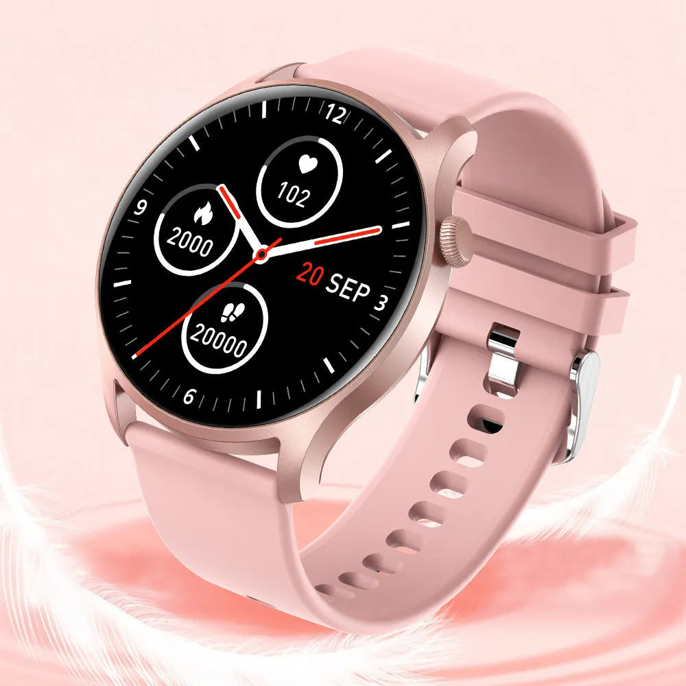Smart watch with heart rate monitoring and blood pressure measurement on silicone wristband
