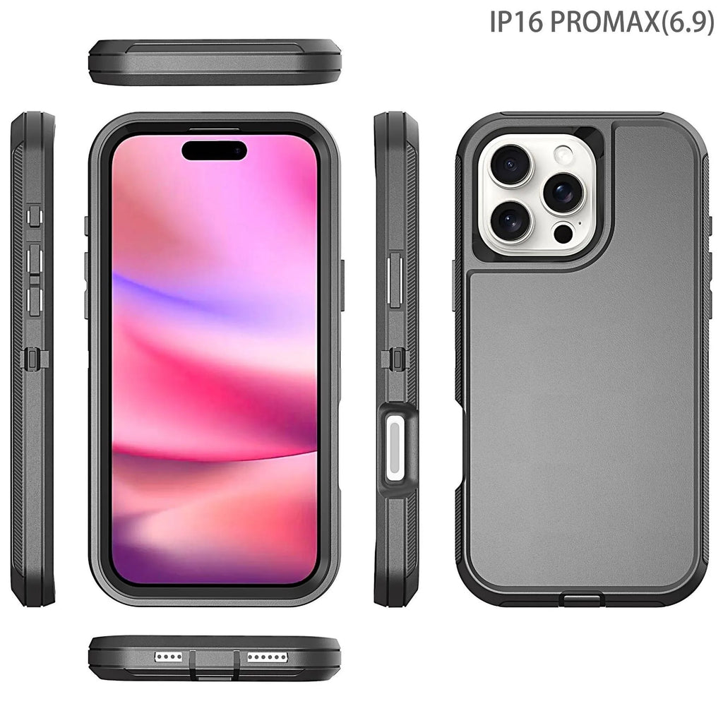Three-in-one solid colour drop-resistant hard shell phone case for Apple iPhone with PC TPU material and airbag corners