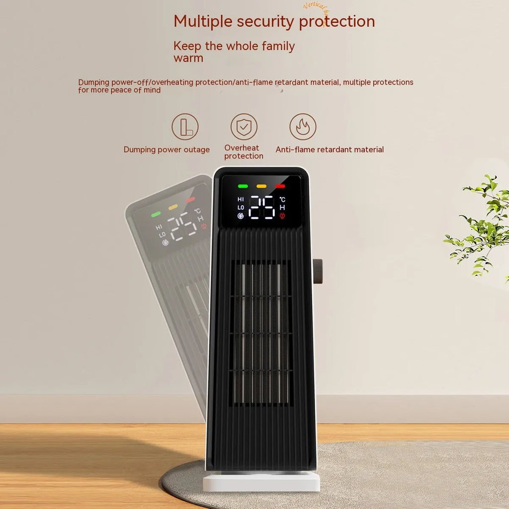 Small white air conditioner with PTC heater, touch controls, and shaking head for 30m² rooms