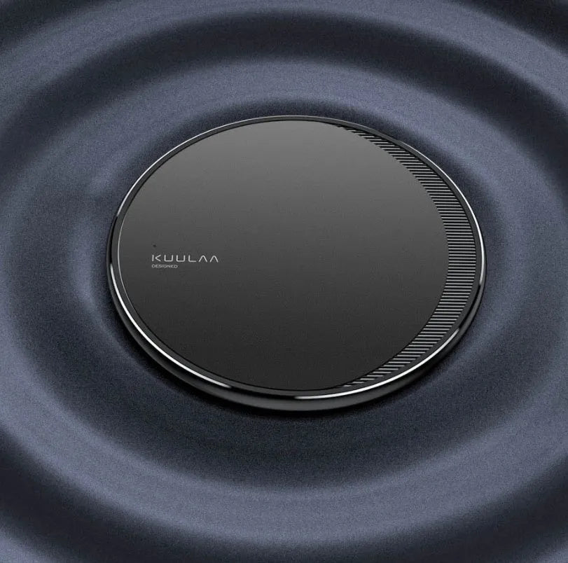 Kuulaa KL-CD16 black wireless disc charger for mobile phones with status indicator light
