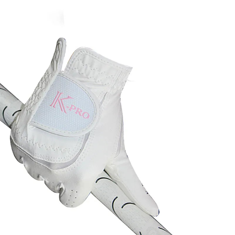 Pair of women's golf gloves in microfiber with anti-skid grip surface
