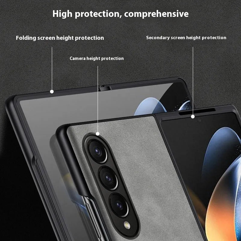 Samsung Z Flip6 flip phone case in sheepskin pattern with TPU PU construction, anti-fall protection, and anti-fingerprint finish