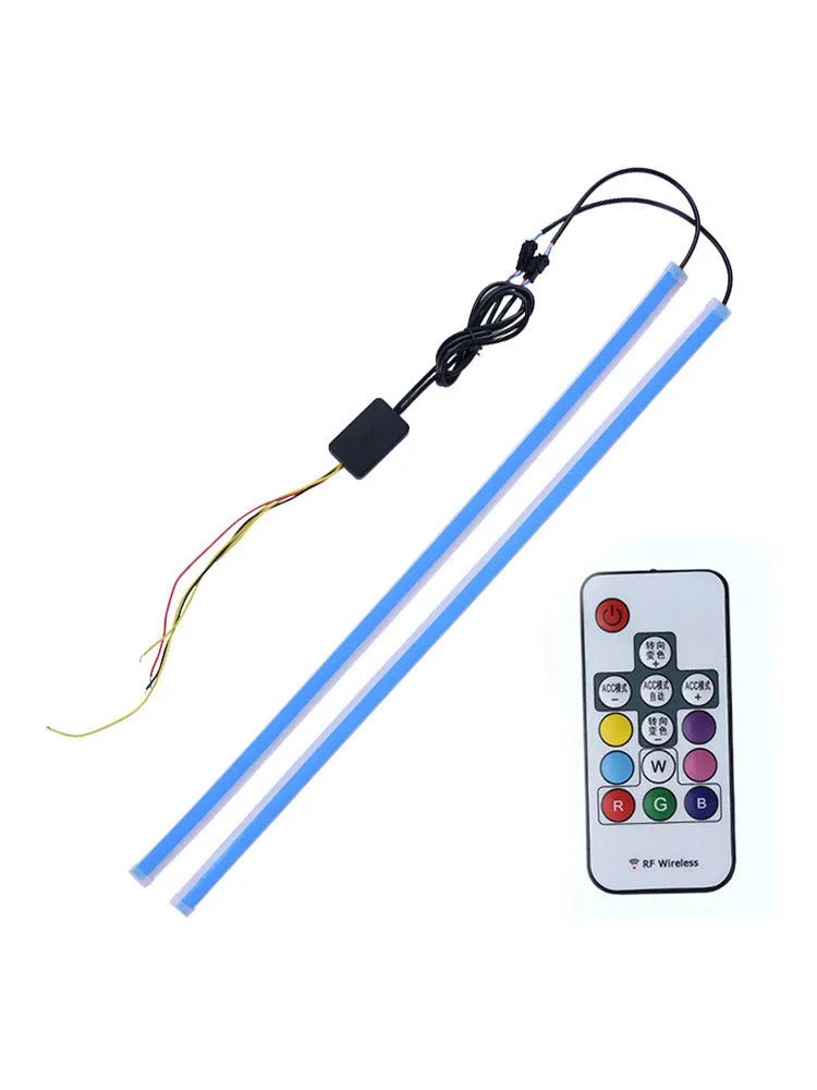 RGB LED daytime running light strip with remote control for General Motors cars in 30cm, 45cm, 60cm sizes.
