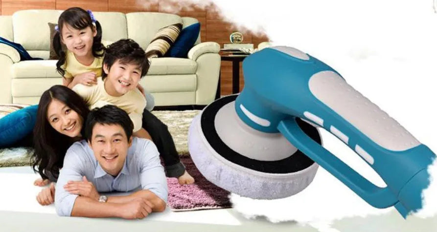 Blue cordless car polishing machine with 3.6V rated voltage, 1-2 hour working time, and EU specification