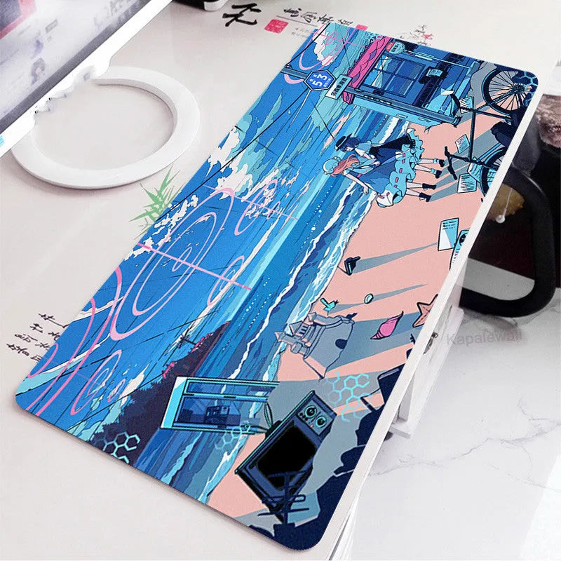 All black extra long mouse pad 300x800x3mm rubber cloth surface for keyboard and desk use